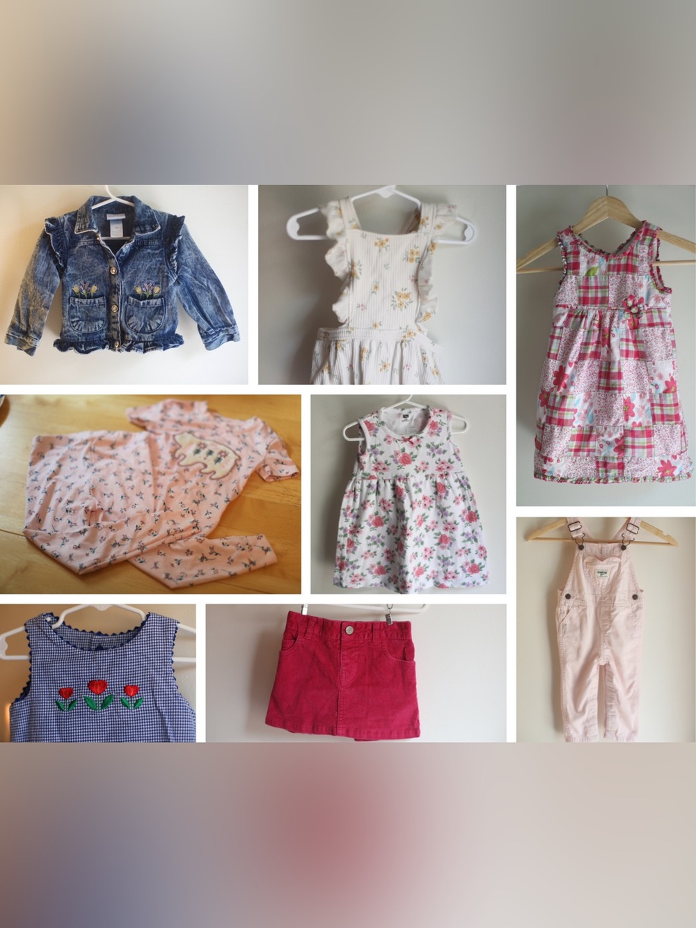 Girls 18-24 Month Clothing Bundle OshKosh Denim Jacket Dresses Romper 8pc